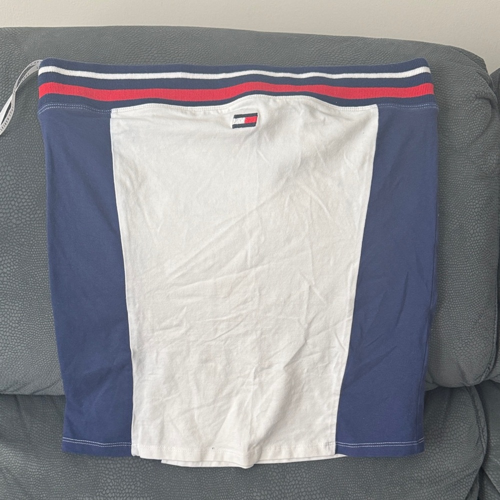 Tommy Hilfiger Navy and White Skirt with Red Stripe